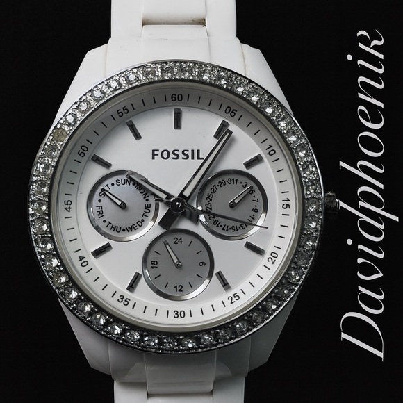Fossil Women's White and Silver Watch with Crystal Details - Picture 5 of 6